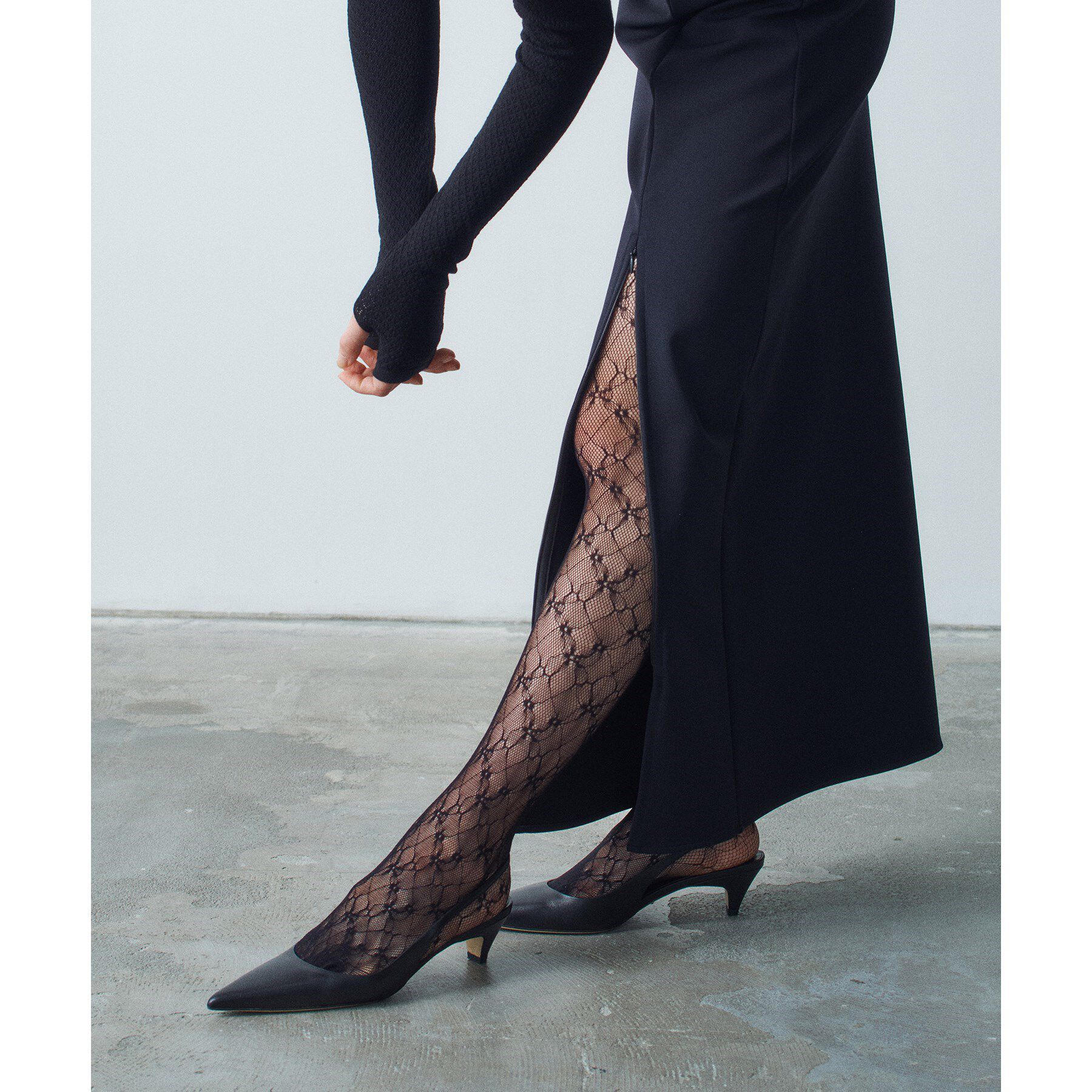 CODE A「piedi nudi｜flower lace tights」|タイツ・ストッキング|ブラック(019)