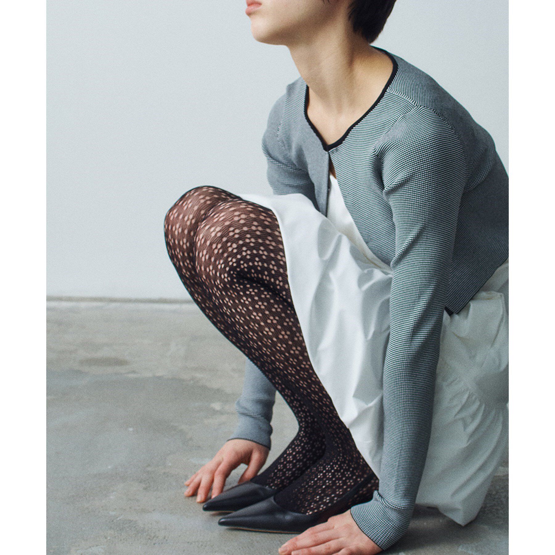 CODE A「piedi nudi｜dot lace tights」|タイツ・ストッキング|ブラック(019)