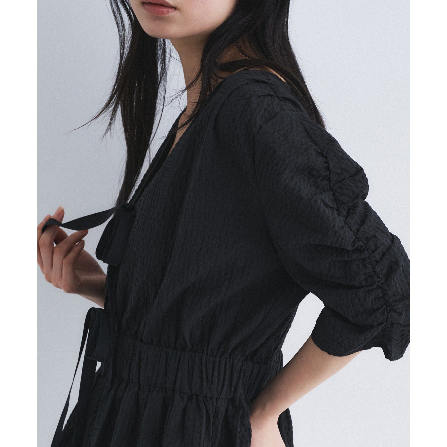 CODE A「front ribbon peplum blouse」|シャツ・ブラウス|