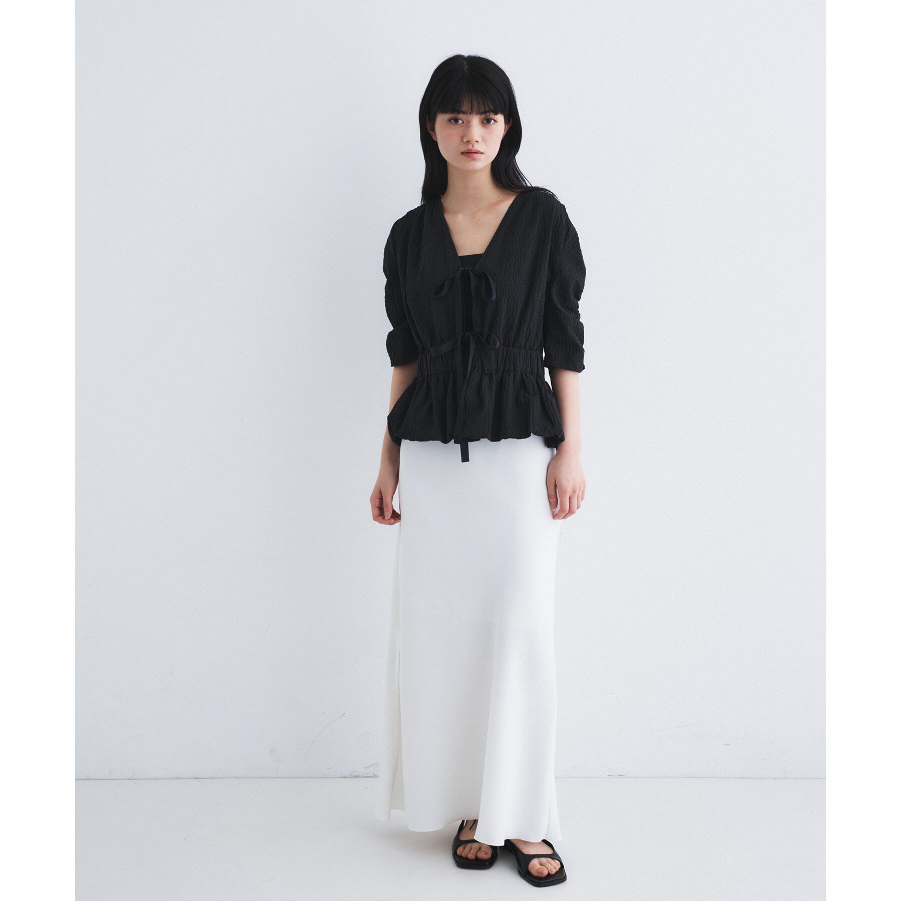 CODE A「front ribbon peplum blouse」|シャツ・ブラウス|