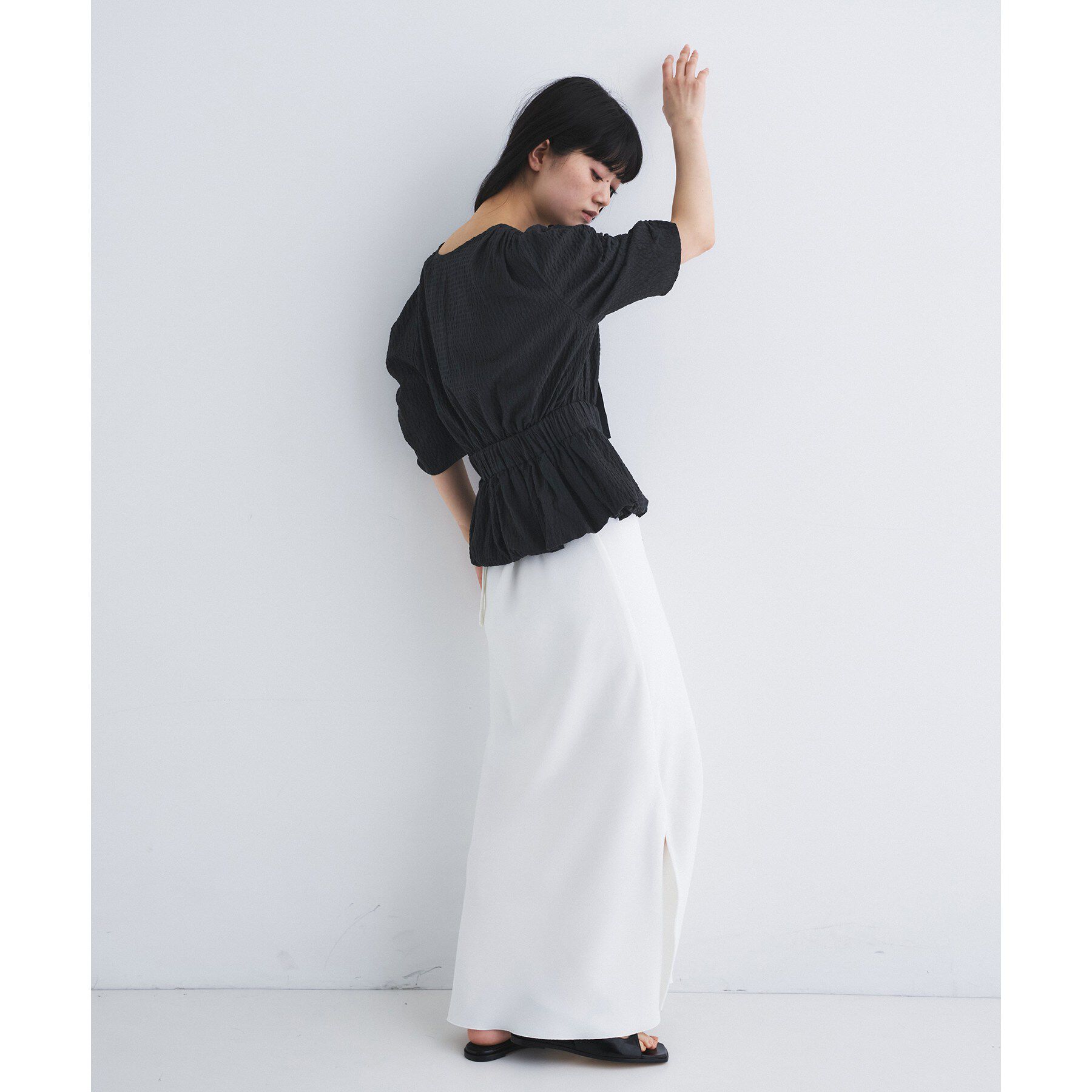 CODE A「front ribbon peplum blouse」|シャツ・ブラウス|