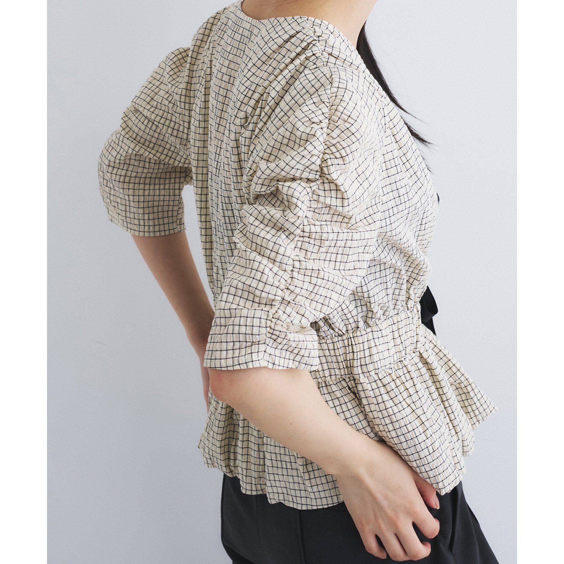 CODE A「front ribbon peplum blouse」|シャツ・ブラウス|