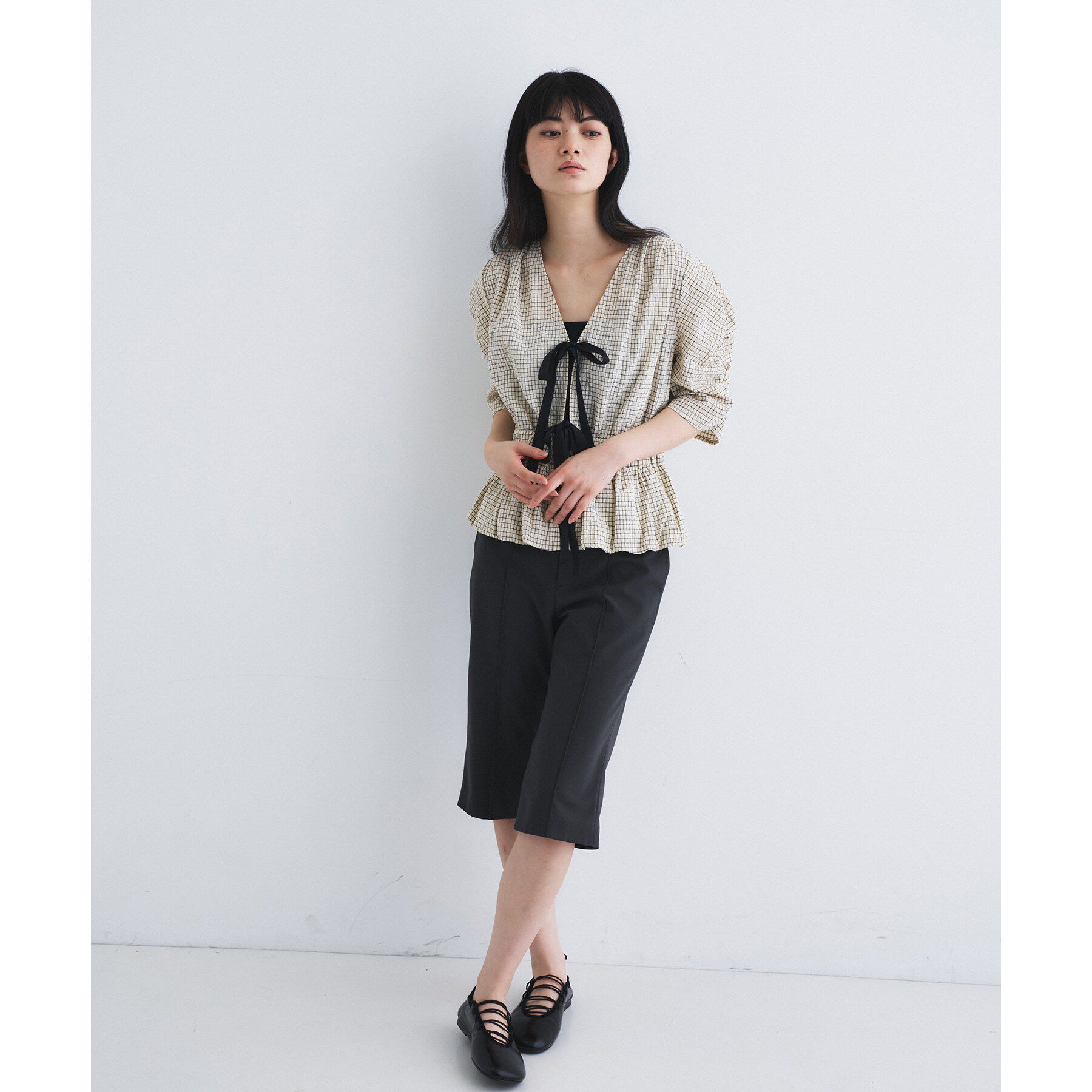 CODE A「front ribbon peplum blouse」|シャツ・ブラウス|