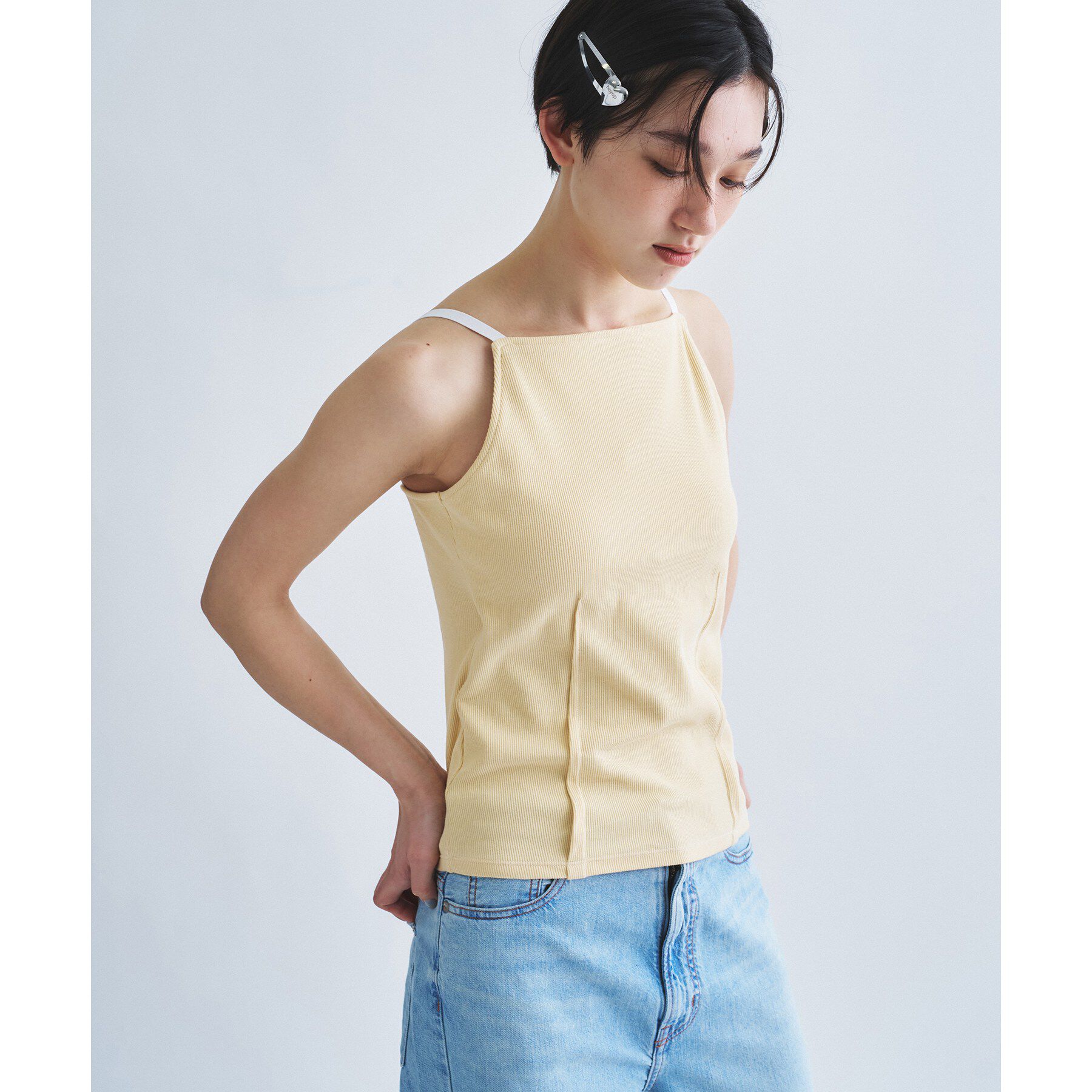 CODE A「【Cup-in】edge line camisole」|キャミソール|ライトイエロー(03