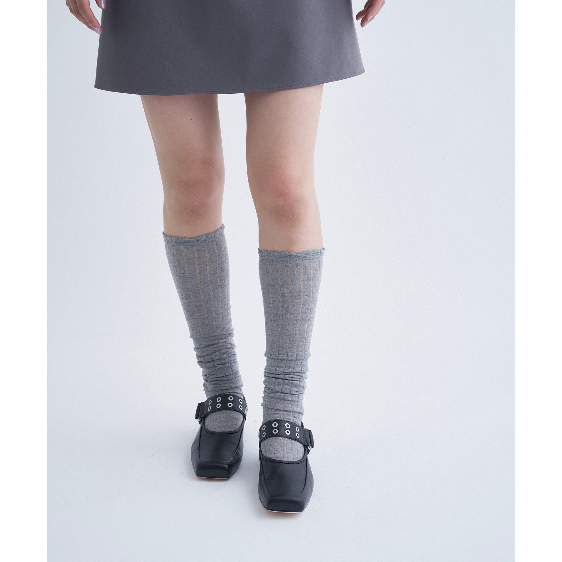 CODE A「piedi nudi｜MESH STRIPE KNEE HIGH」|ソックス|