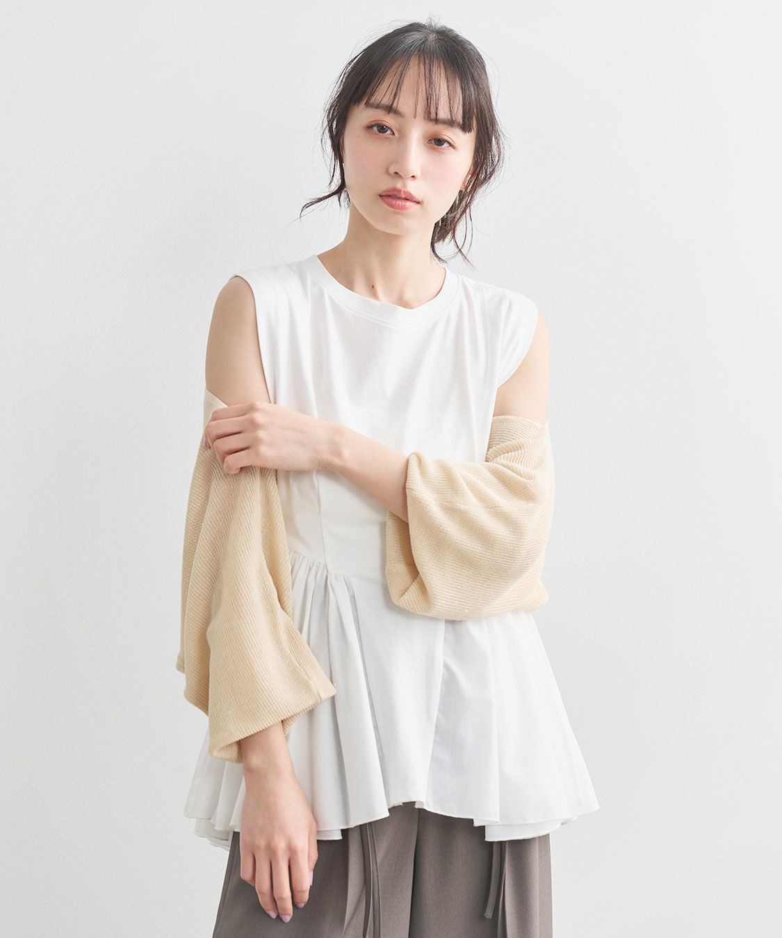 COCO DEAL「布帛ドッキングペプラムカットソー」|Tシャツ・カットソー|