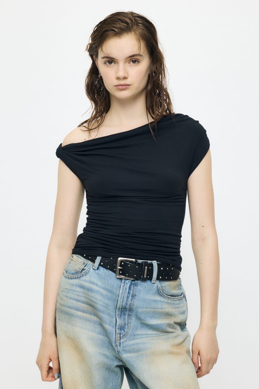 MOUSSY「DRAPE OFF SHOULDER CUT トップス」|その他|BLK