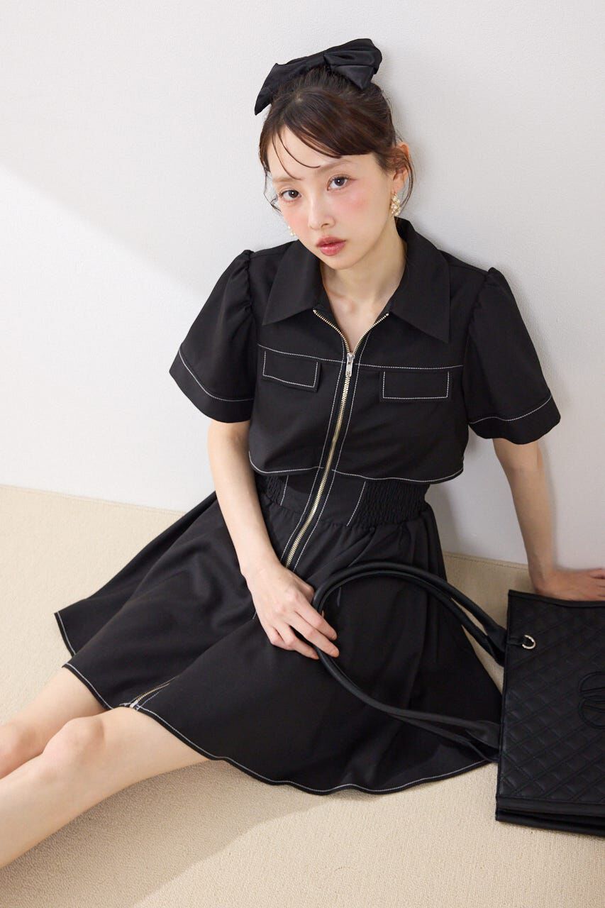 rienda「バストフレアミニワンピース」|ワンピース|BLK
