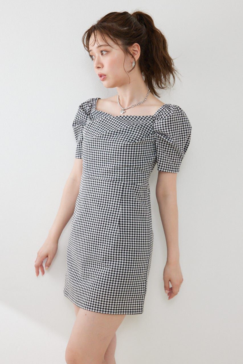 rienda「フロントカシュクール2WAYパフスリーブミニワンピース」|ワンピース|