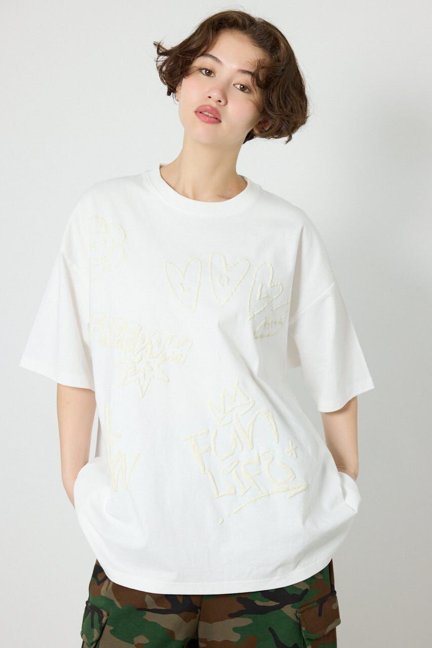 RODEO CROWNS「クレヨンタッチ同色発泡プリントTシャツ」|Tシャツ・カットソー|O/WHT1