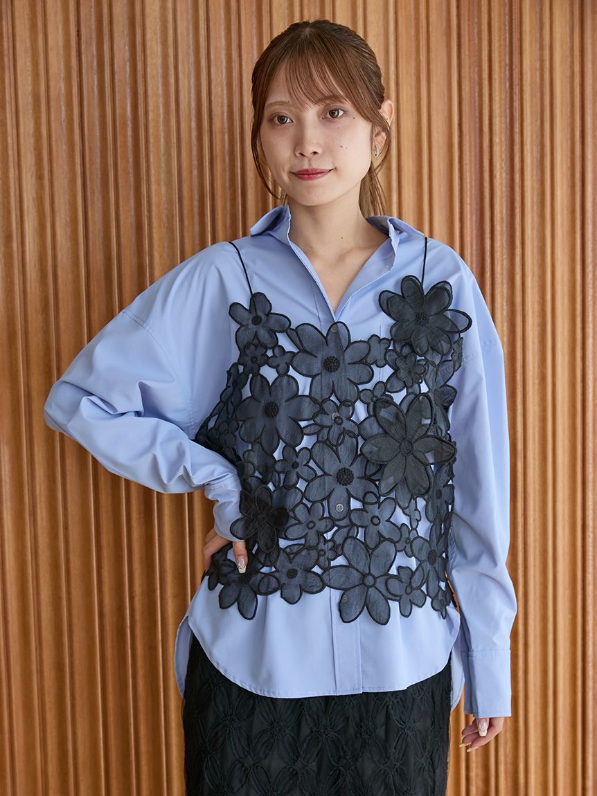 emmi atelier「emmiロゴ刺繍シャツ」|シャツ・ブラウス|