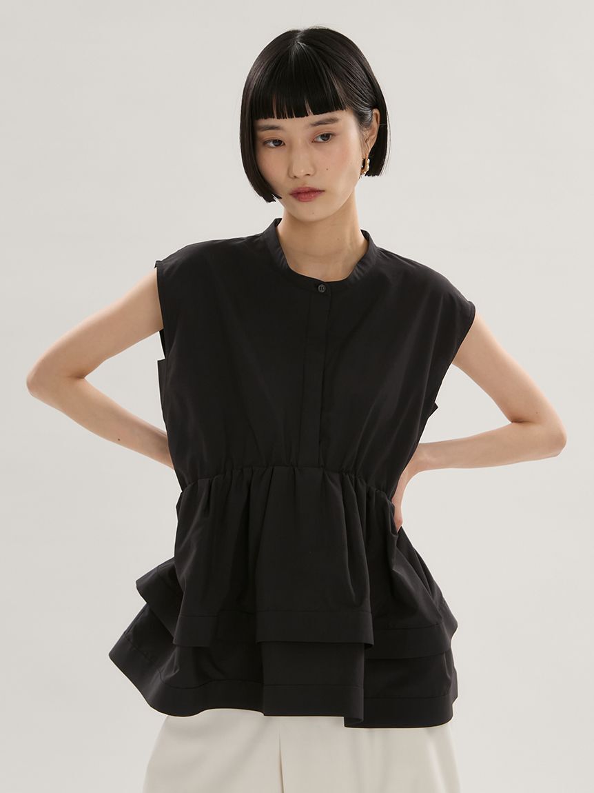 emmi atelier「ノースリーブペプラムブラウス」|シャツ・ブラウス|BLK