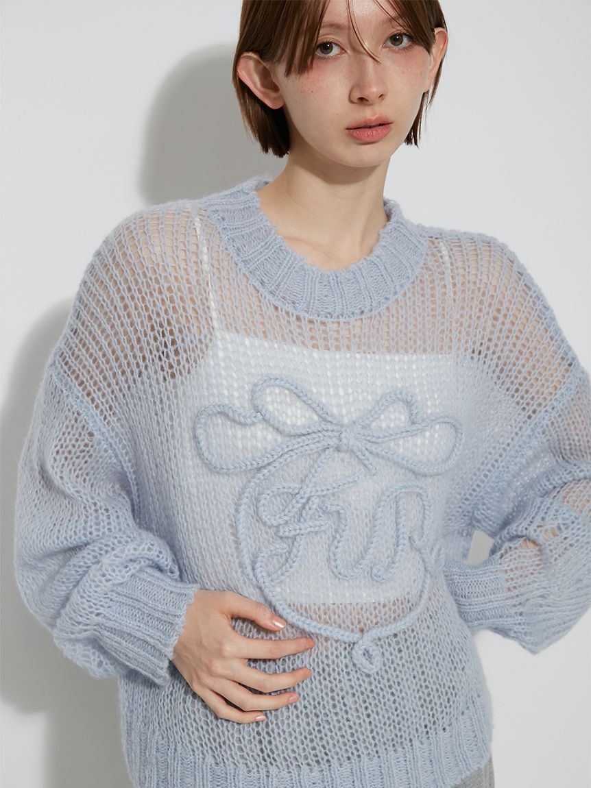 FURFUR「リボンロゴ刺繍セーター」|ニット・セーター|