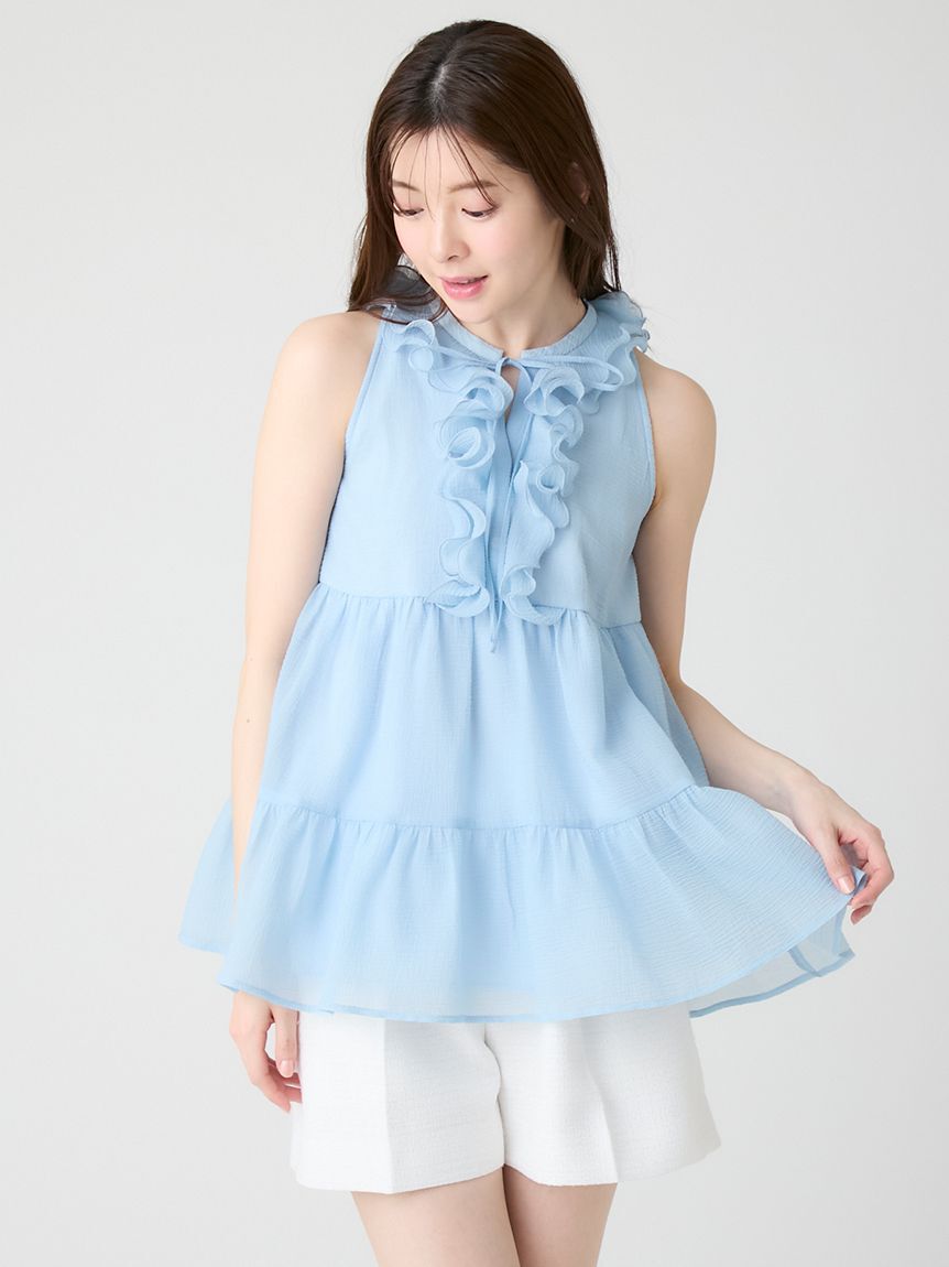 CELFORD「【WEB限定カラー】ラッフルフリルネックブラウス」|シャツ・ブラウス|