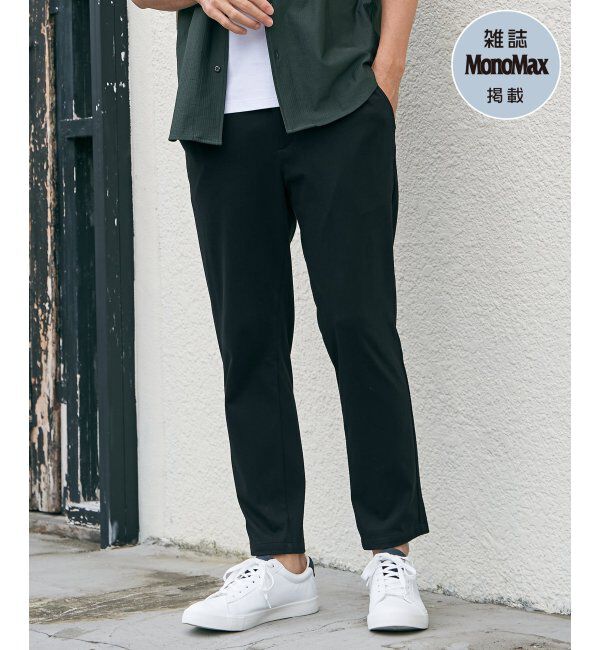 ikka「【雑誌MonoMax5月号掲載】GOKU楽パンツ EASY STRETCH 冷感アンクル「小泉孝太郎さん着用モデル」」|スラックス|ブラック
