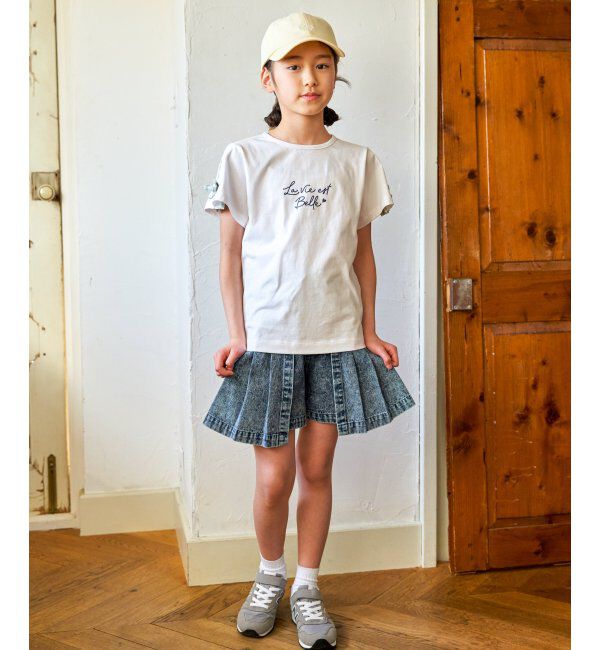 ikka kids「冷感肩ギンガム切り替えロゴT（120~160cm）」|Tシャツ・カットソー|