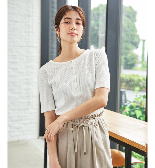 ikka「前後2WAYヘンリーネックプルオーバー」|Tシャツ・カットソー|オフホワイト