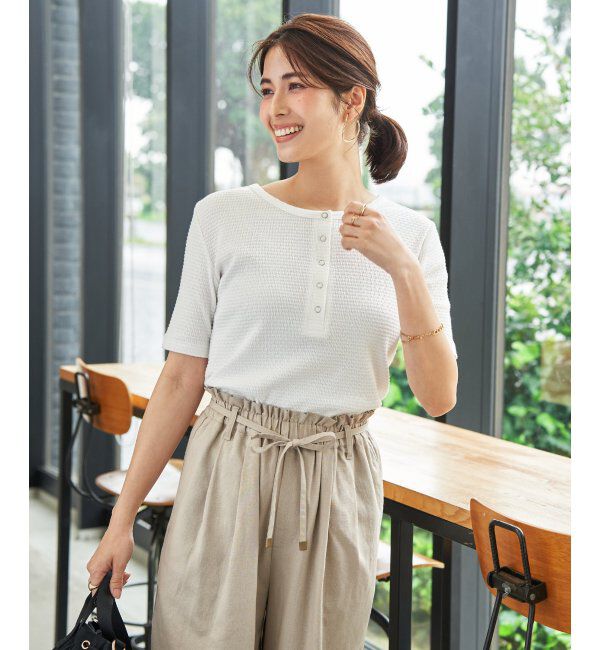 ikka「前後2WAYヘンリーネックプルオーバー」|Tシャツ・カットソー|