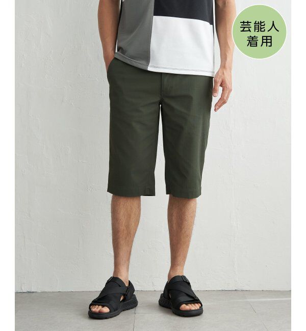 ikka「6.5分丈ドビーイージーハーフパンツ」|その他|オリーブ