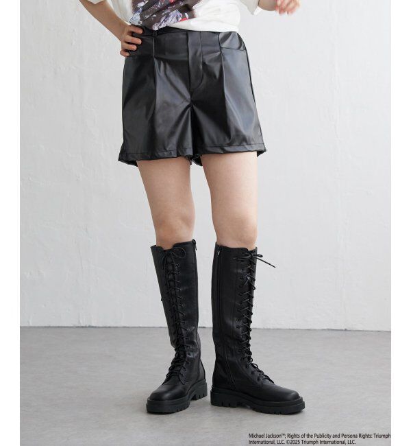VENCE share style「合皮ショートパンツ」|その他|ブラック