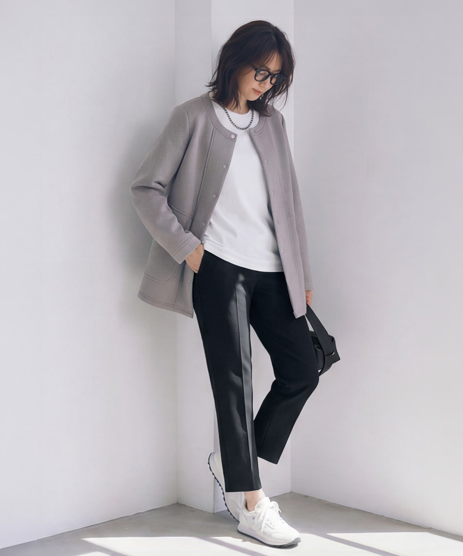 STYLE DELI「【Made in JAPAN】ダンボールスナップボタンジャケット」|ノーカラージャケット|