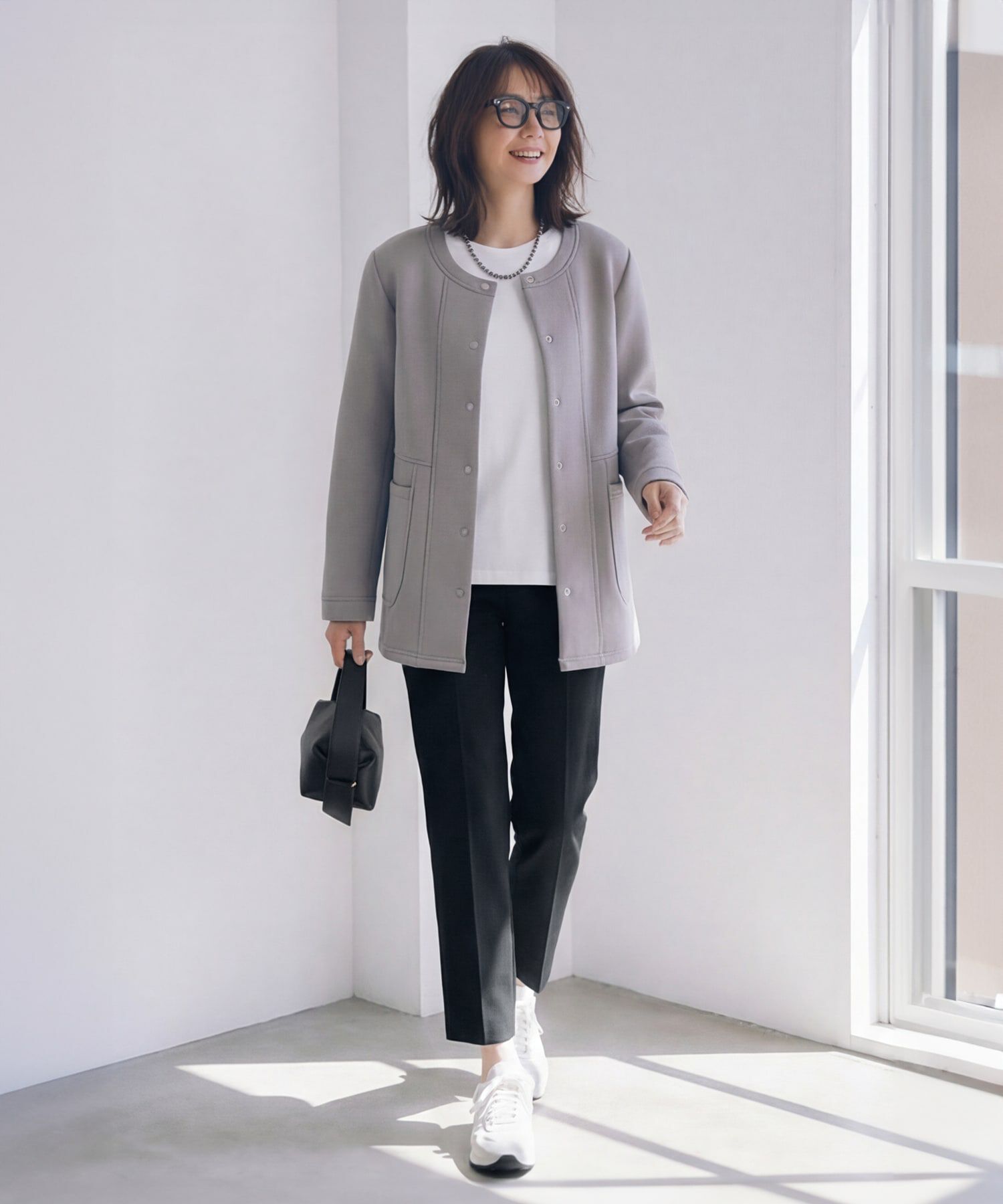 STYLE DELI「【Made in JAPAN】ダンボールスナップボタンジャケット」|ノーカラージャケット|
