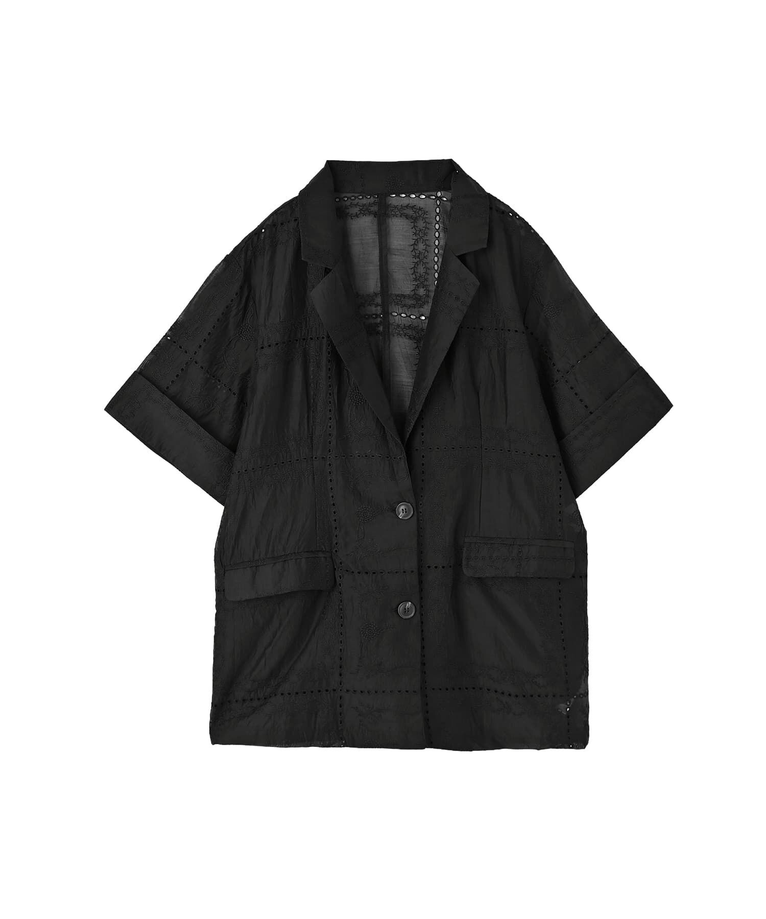 STYLE DELI「【BLK001】パッチワークシアーレーステーラードジャケット」|テーラードジャケット|