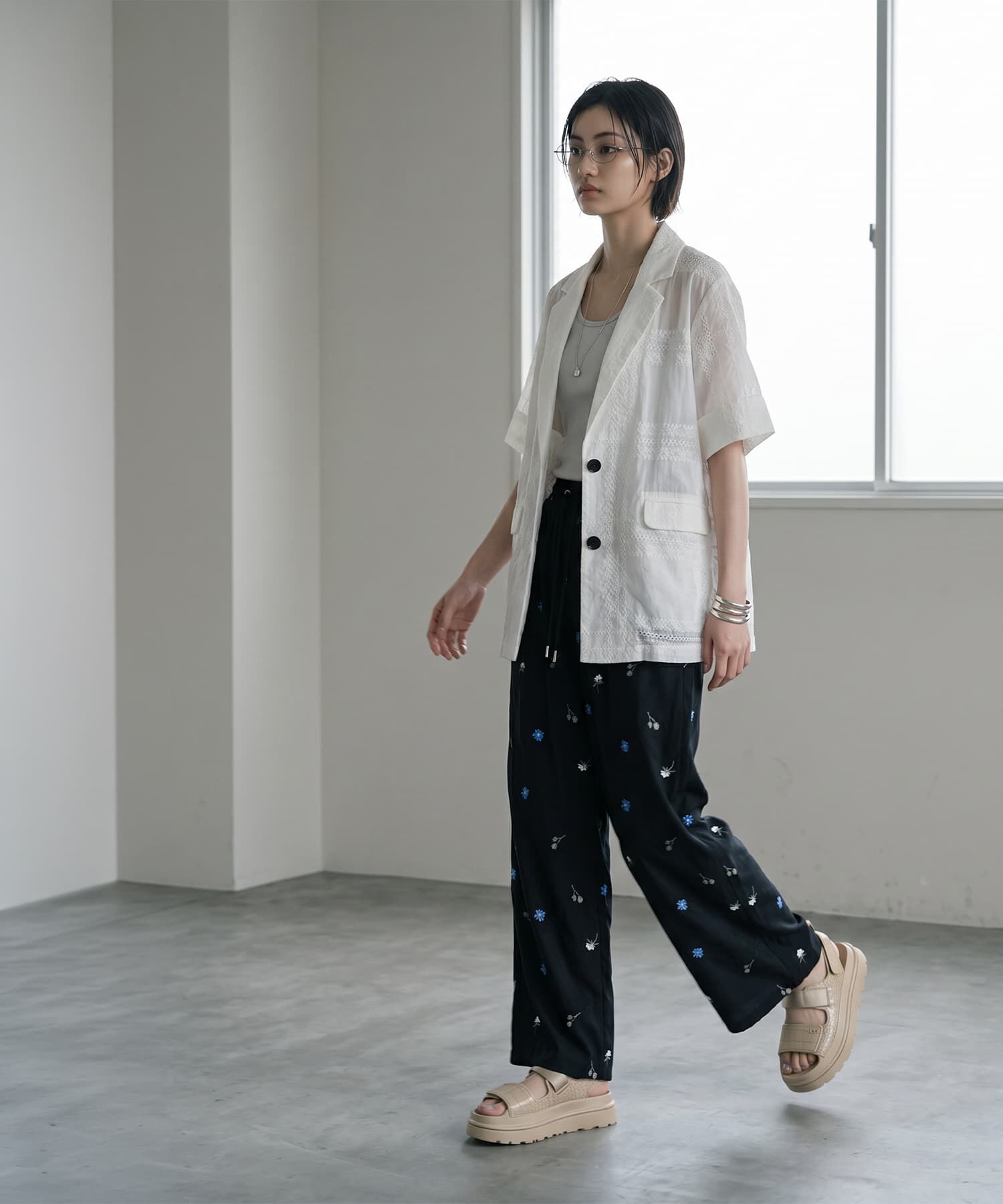 STYLE DELI「【BLK001】パッチワークシアーレーステーラードジャケット」|テーラードジャケット|