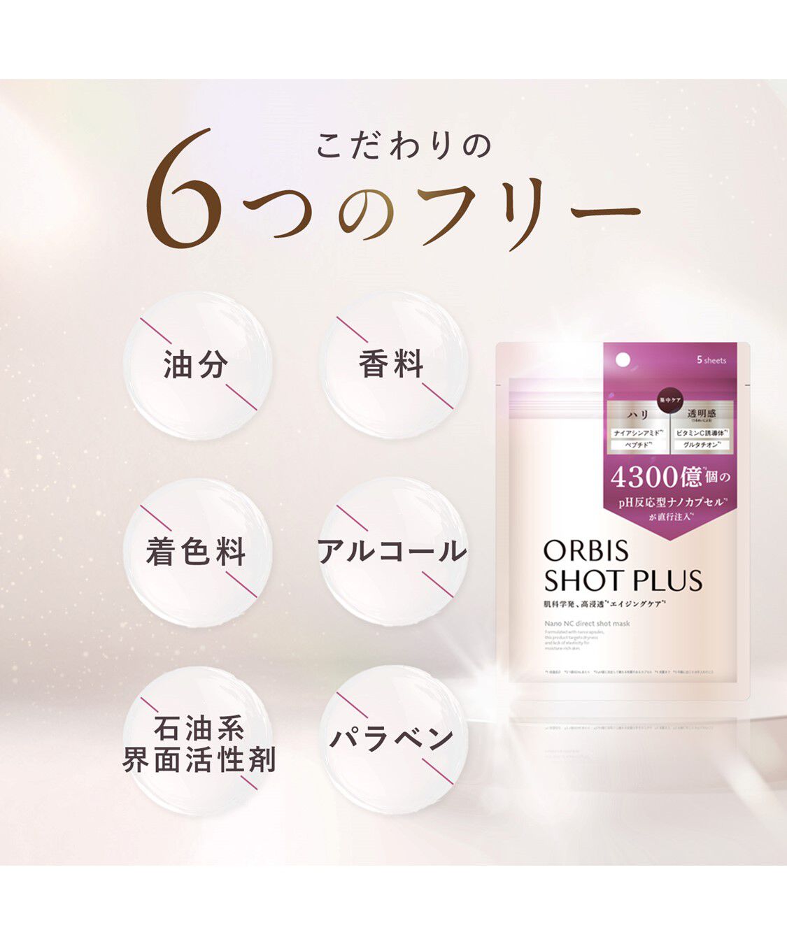 ORBIS「ORBIS ショットプラス ナノ NC ダイレクトショット マスク 5枚」|フェイスマスク・パック|