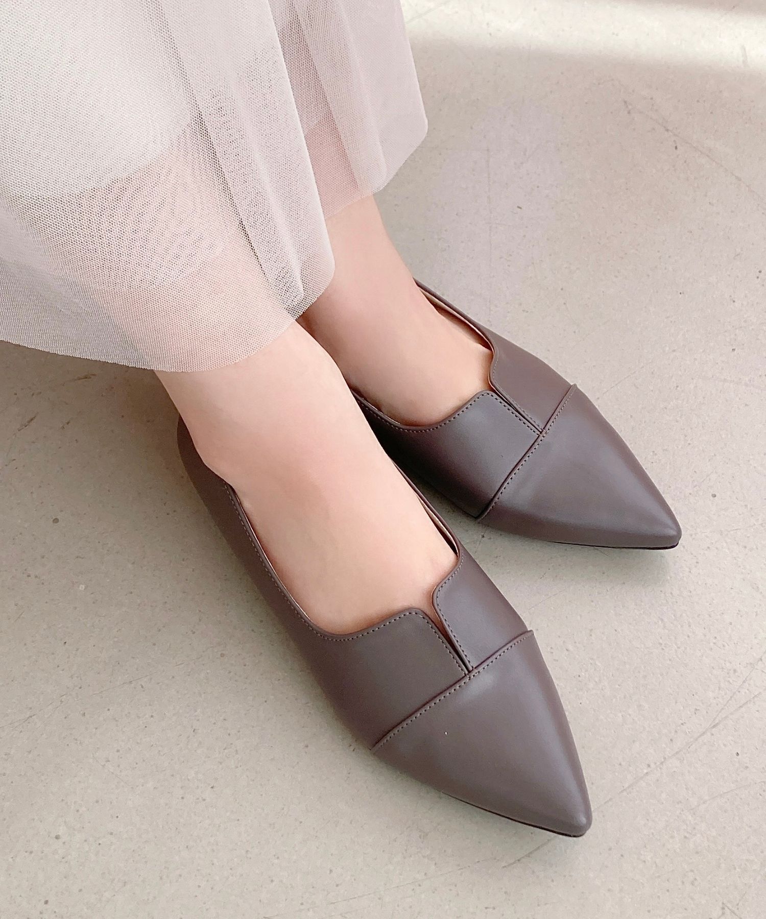 ORiental TRaffic「【WEB限定】メタリックライン フラット パンプス /45303 スリットパンプス 通勤靴」|パンプス|GREY