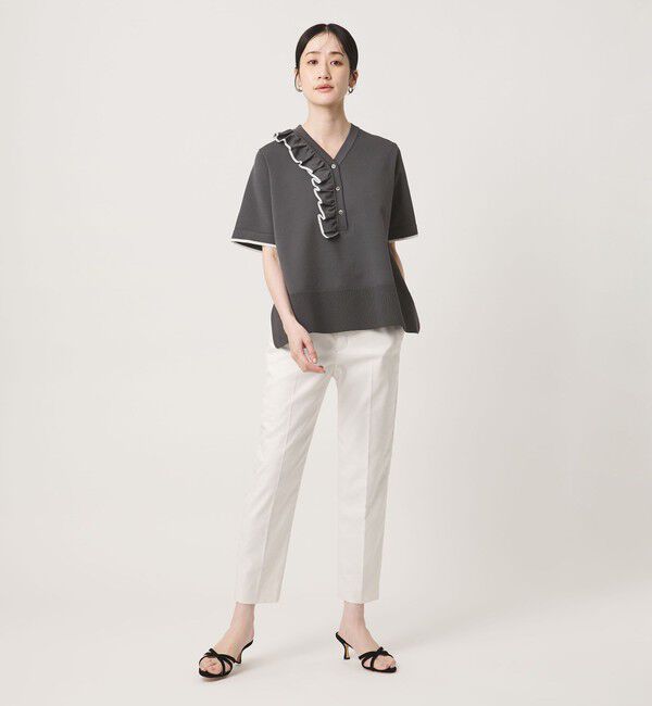 UNITED ARROWS「ミニマル フリル ショートスリーブ ニット」|ニット・セーター|
