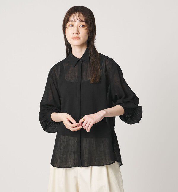 UNITED ARROWS「スラブ シアー シャツ ‐ウォッシャブル‐」|シャツ・ブラウス|BLACK