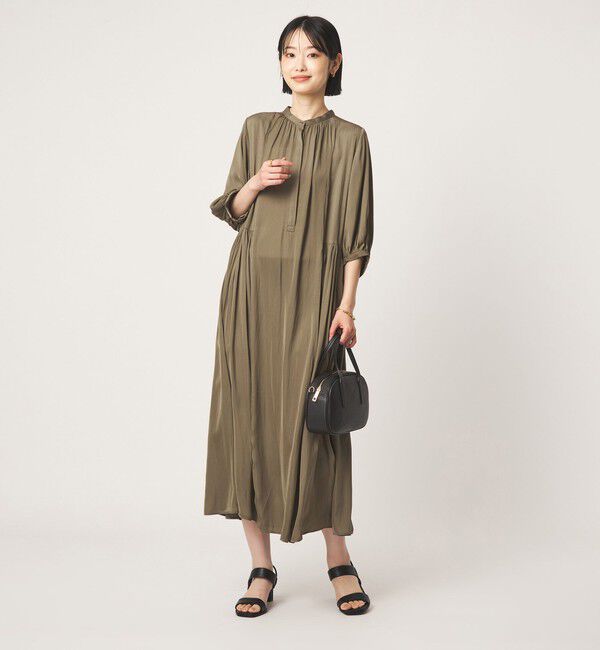 UNITED ARROWS green label relaxing「サテン ギャザー ショートスリーブ ワンピース 2」|ワンピース|MOCA