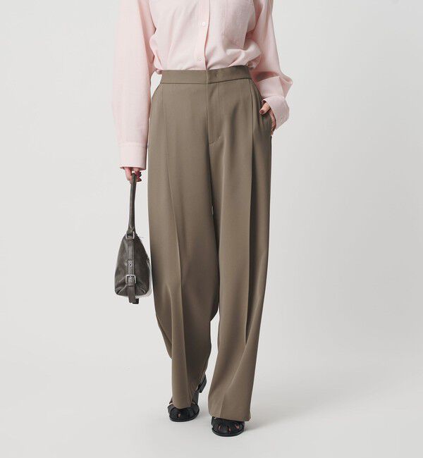 BEAUTY&YOUTH UNITED ARROWS「【WEB限定 Wardrobe DAILY MINIMAL】ダブルクロス タックワイドストレートパンツ ウォッシャブル」|スラックス|