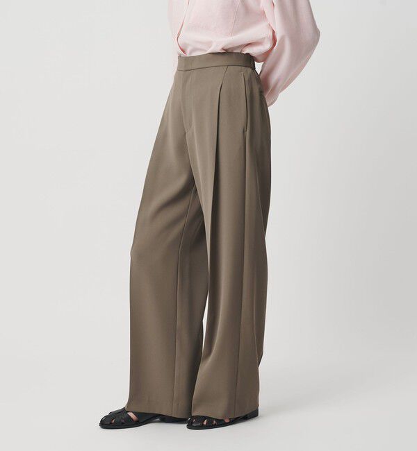 BEAUTY&YOUTH UNITED ARROWS「【WEB限定 Wardrobe DAILY MINIMAL】ダブルクロス タックワイドストレートパンツ ウォッシャブル」|スラックス|