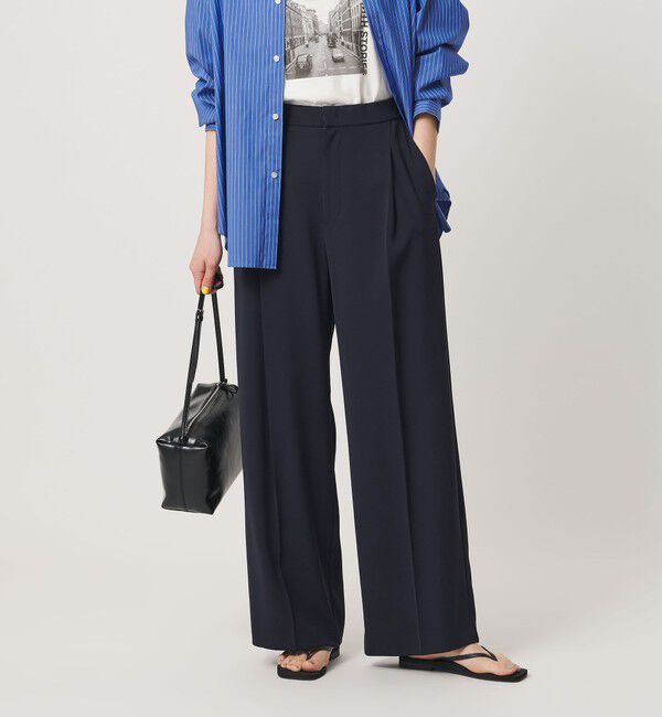 BEAUTY&YOUTH UNITED ARROWS「【WEB限定 Wardrobe DAILY MINIMAL】ダブルクロス タックワイドストレートパンツ ウォッシャブル」|スラックス|