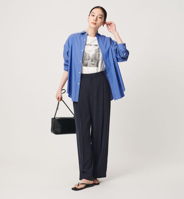 BEAUTY&YOUTH UNITED ARROWS「【WEB限定 Wardrobe DAILY MINIMAL】ダブルクロス タックワイドストレートパンツ ウォッシャブル」|スラックス|