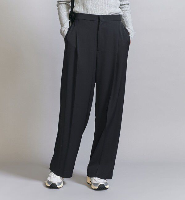 BEAUTY&YOUTH UNITED ARROWS「【WEB限定 Wardrobe DAILY MINIMAL】ダブルクロス タックワイドストレートパンツ ウォッシャブル」|スラックス|