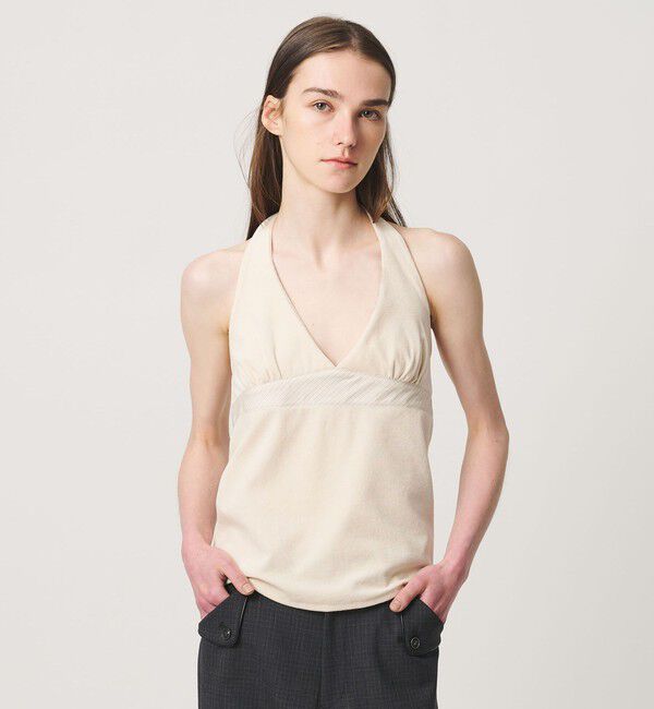 ATTISESSION「＜ATTISESSION＞パイル ホルターネック トップス」|その他|CREAM