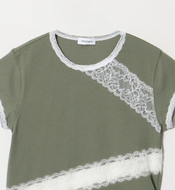ATTISESSION「＜ATTISESSION＞レース ドッキング Tシャツ」|Tシャツ・カットソー|