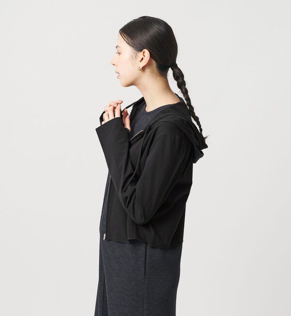 BEAUTY&YOUTH UNITED ARROWS「【WEB限定 Wardrobe DAILY MINIMAL】フードジップパーカー UVカット 接触冷感 ウォッシャブル」|パーカー|BLACK