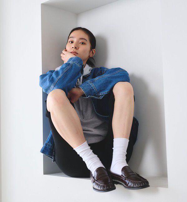 BEAUTY&YOUTH UNITED ARROWS「レザーライク エンボス ギャザー ローファー」|ローファー|