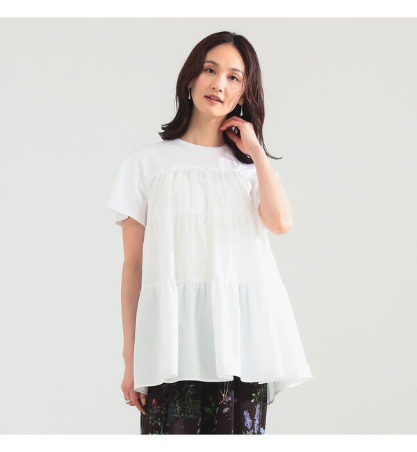 Demi-Luxe BEAMS 「【UVカット】コンビ ティアード プルオーバー」|シャツ・ブラウス|