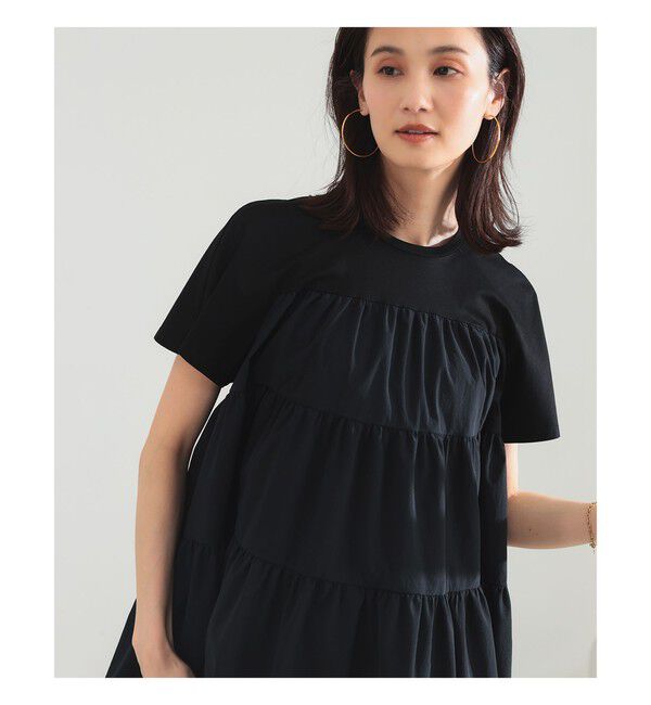 Demi-Luxe BEAMS 「【UVカット】コンビ ティアード プルオーバー」|シャツ・ブラウス|