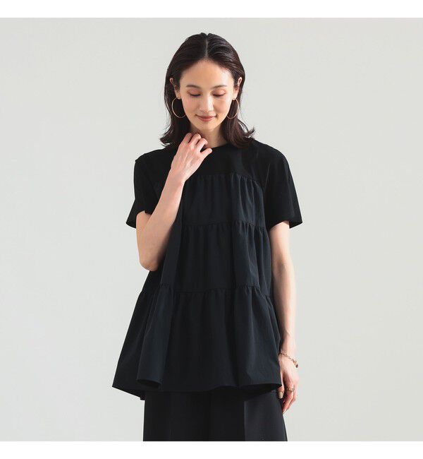 Demi-Luxe BEAMS 「【UVカット】コンビ ティアード プルオーバー」|シャツ・ブラウス|