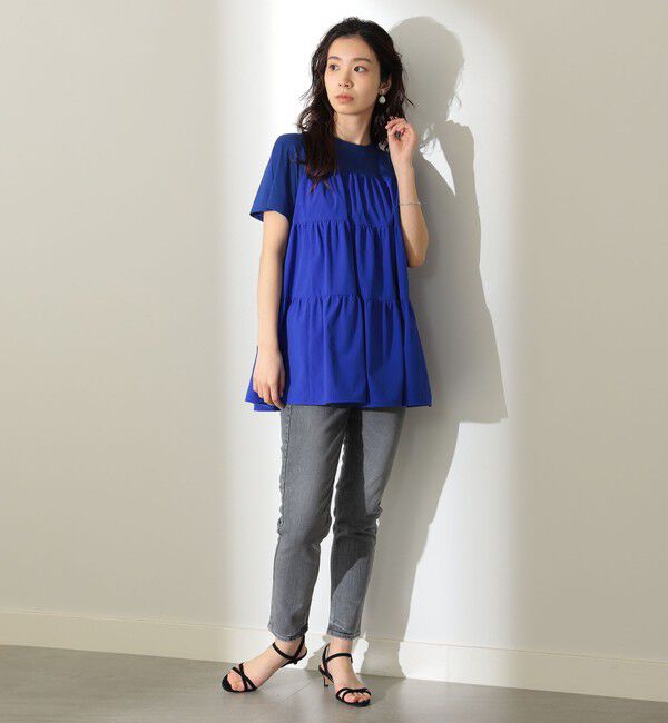 Demi-Luxe BEAMS 「【UVカット】コンビ ティアード プルオーバー」|シャツ・ブラウス|