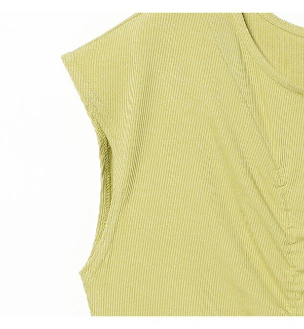 Ray BEAMS 「リブ フロントギャザー フレンチスリーブ」|Tシャツ・カットソー|