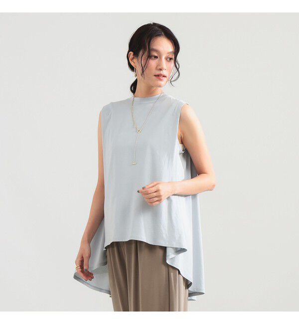 Demi-Luxe BEAMS 「【接触冷感・UVカット】コットン バックフレア ノースリーブ プルオーバー」|Tシャツ・カットソー|LIGHT BLUE