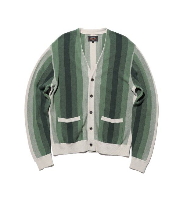 BEAMS PLUS「Cardigan Multi Stripe」|ニット・セーター|GREEN