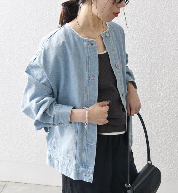 SHIPS any「《一部予約》SHIPS any: ノーカラー デニム ブルゾン［SHIPS any DENIM］」|デニムジャケット|